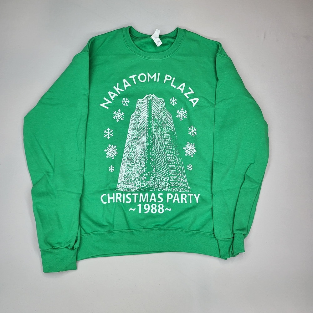 Jerzees Green Nakatomi Plaza Christmas Party Crewneck